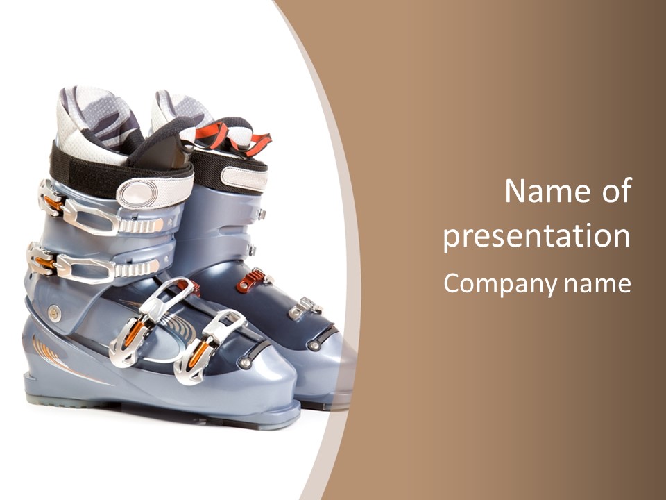 Ski Boots. Isolate On White. PowerPoint Template