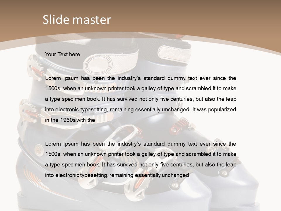 Ski Boots. Isolate On White. PowerPoint Template