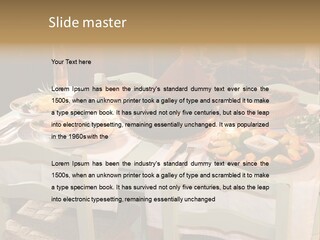 Table With Food In A Restaurant PowerPoint Template