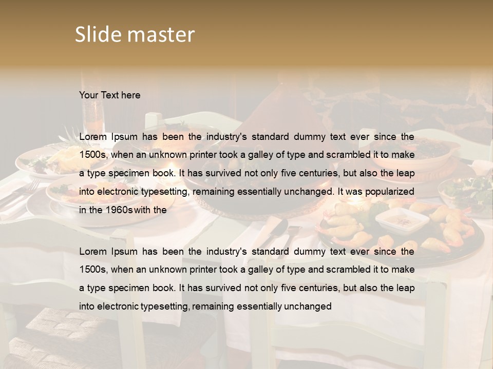 Table With Food In A Restaurant PowerPoint Template