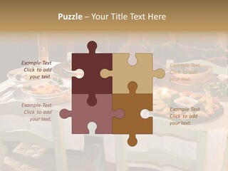 Table With Food In A Restaurant PowerPoint Template