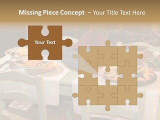 Table With Food In A Restaurant PowerPoint Template