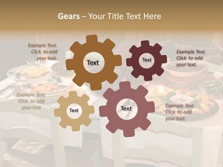Table With Food In A Restaurant PowerPoint Template