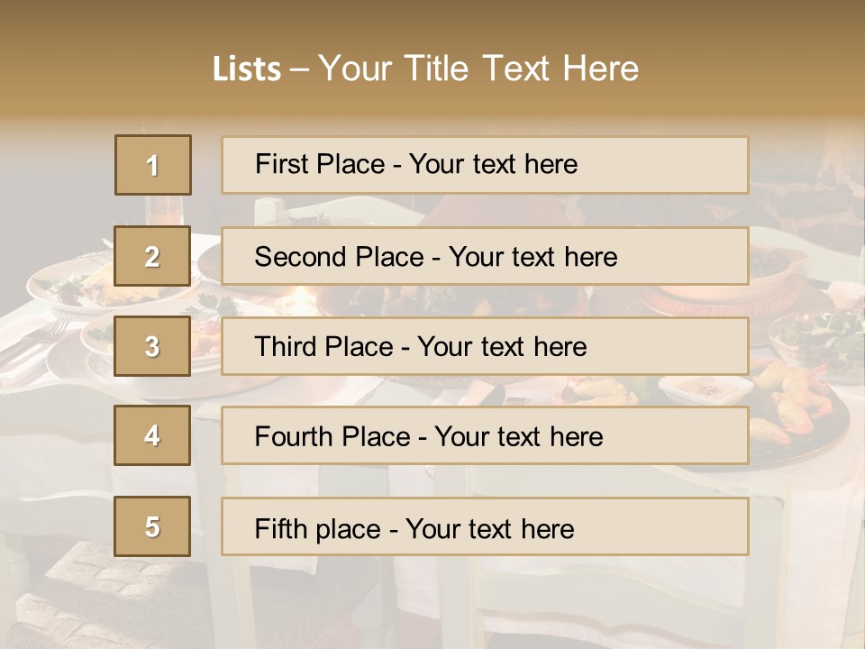 Table With Food In A Restaurant PowerPoint Template