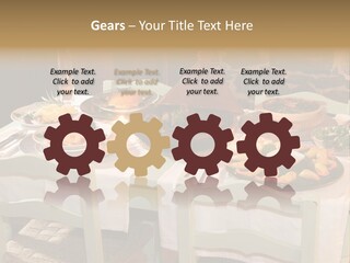 Table With Food In A Restaurant PowerPoint Template