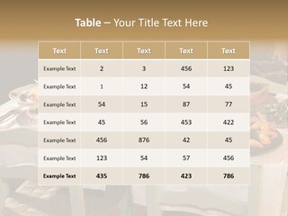 Table With Food In A Restaurant PowerPoint Template