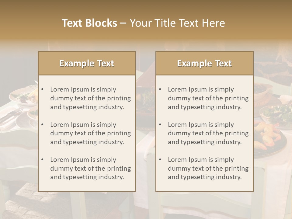 Table With Food In A Restaurant PowerPoint Template