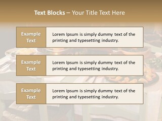 Table With Food In A Restaurant PowerPoint Template
