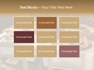 Table With Food In A Restaurant PowerPoint Template