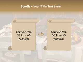Table With Food In A Restaurant PowerPoint Template