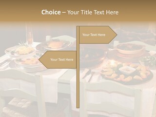 Table With Food In A Restaurant PowerPoint Template