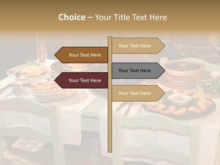 Table With Food In A Restaurant PowerPoint Template