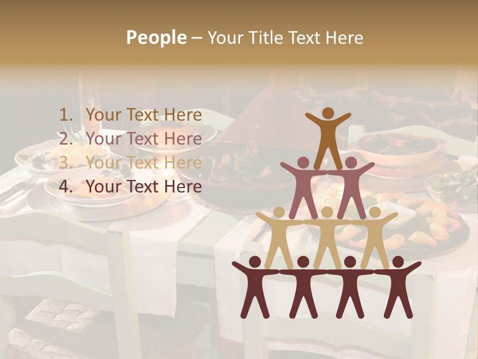 Table With Food In A Restaurant PowerPoint Template