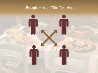 Table With Food In A Restaurant PowerPoint Template