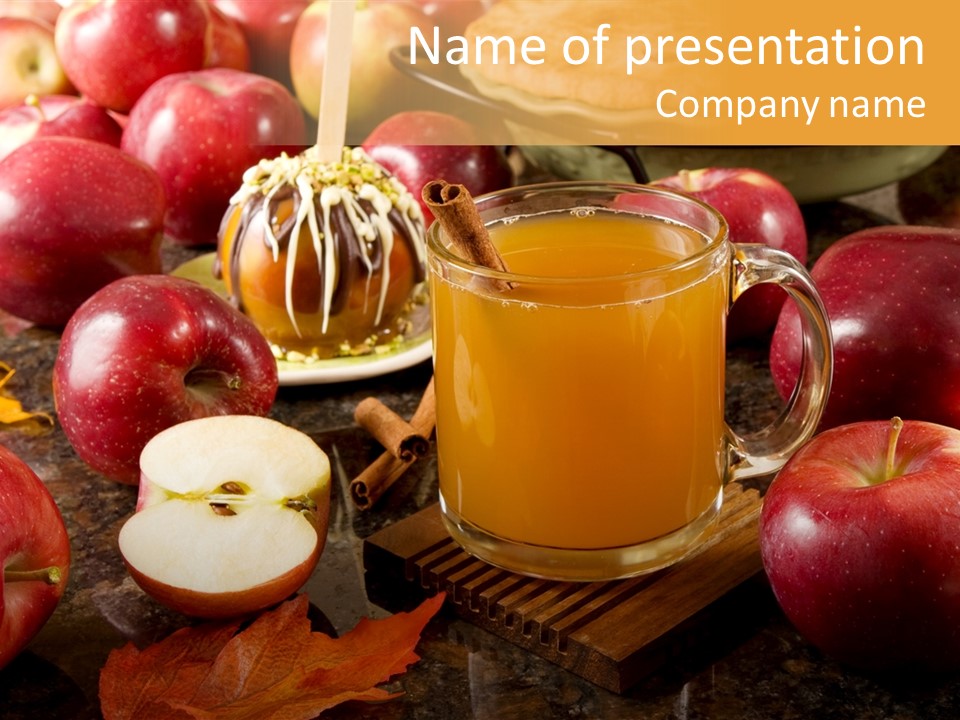 Apple Cider, Caramel Apple And Apple Pie PowerPoint Template