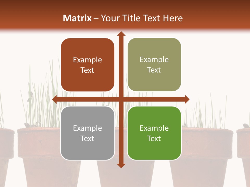 A Row Of Pots With Grass Growing Out Of Them PowerPoint Template