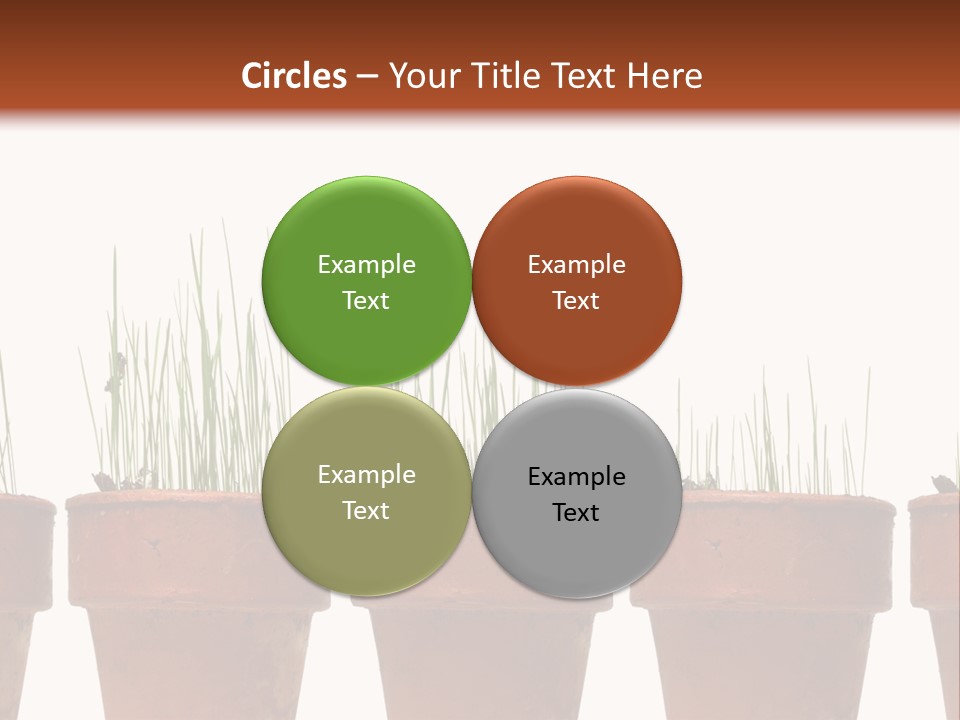 A Row Of Pots With Grass Growing Out Of Them PowerPoint Template