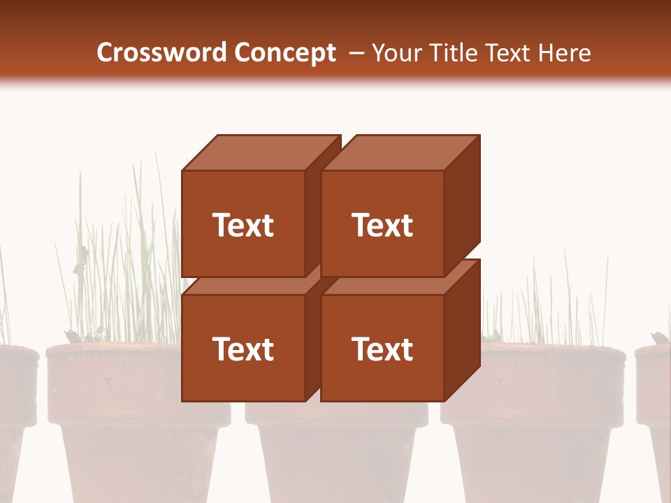 A Row Of Pots With Grass Growing Out Of Them PowerPoint Template