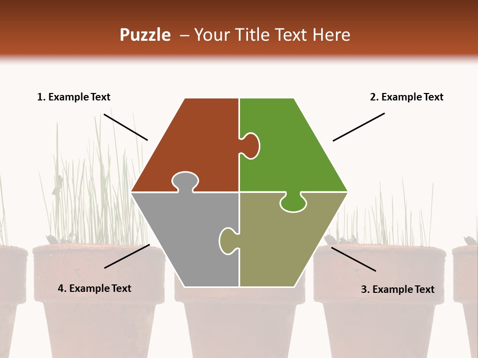 A Row Of Pots With Grass Growing Out Of Them PowerPoint Template