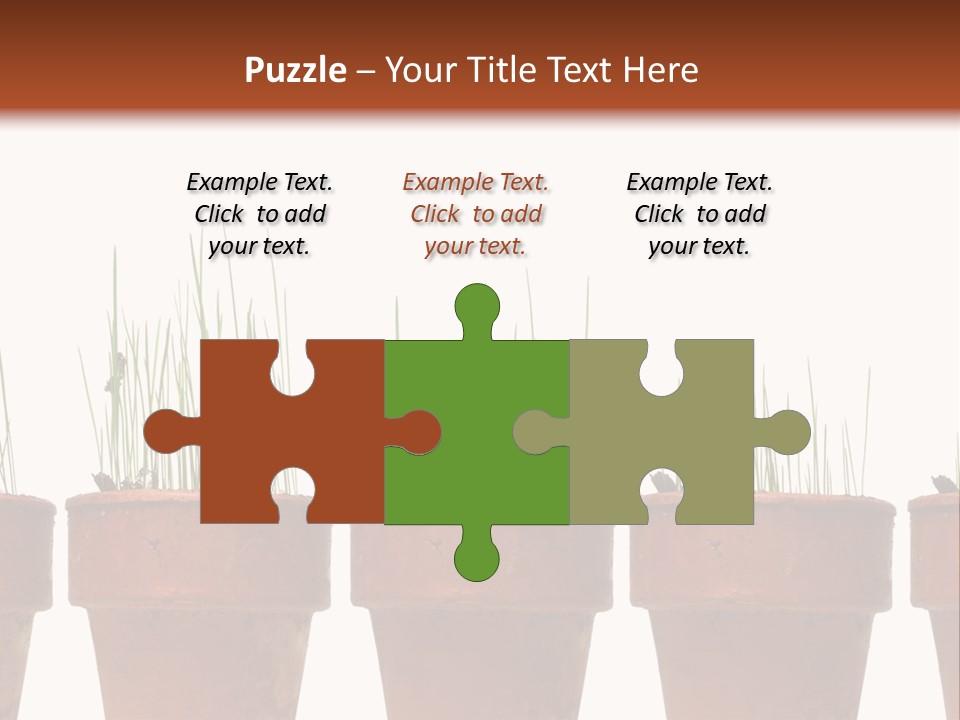 A Row Of Pots With Grass Growing Out Of Them PowerPoint Template