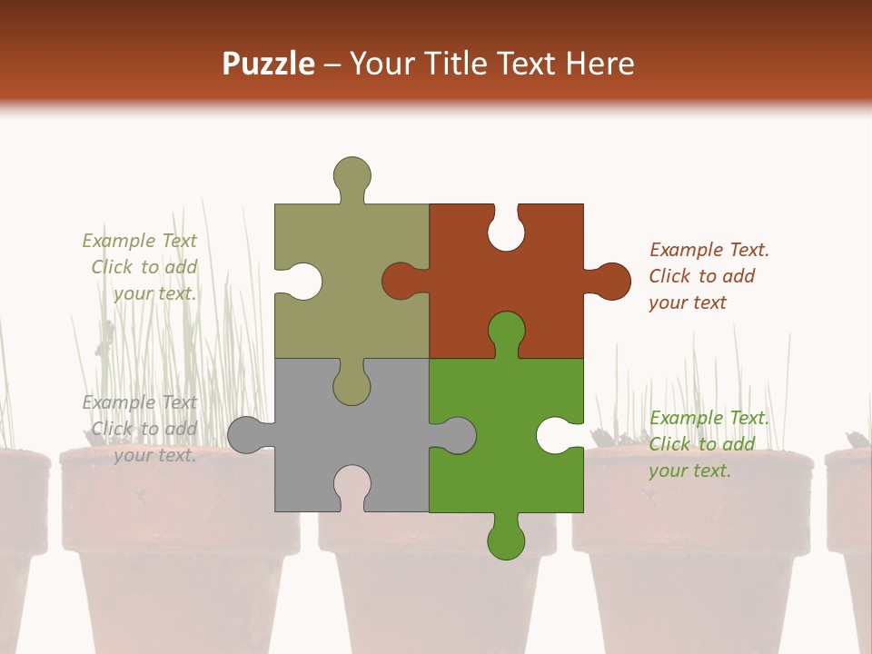 A Row Of Pots With Grass Growing Out Of Them PowerPoint Template