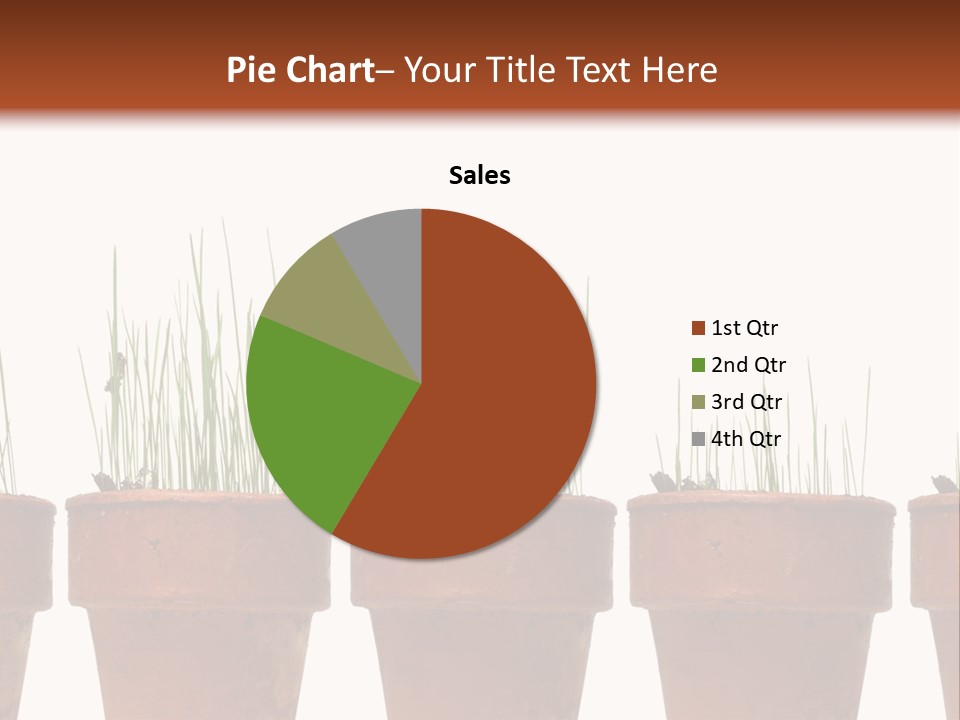 A Row Of Pots With Grass Growing Out Of Them PowerPoint Template