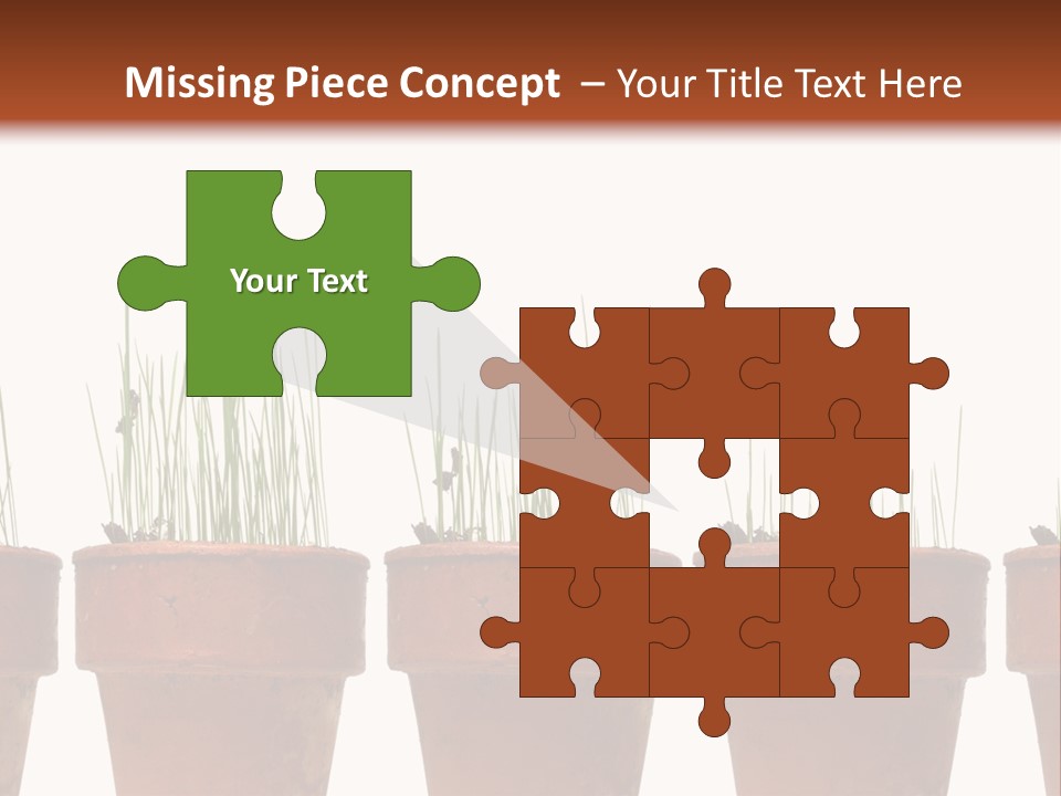 A Row Of Pots With Grass Growing Out Of Them PowerPoint Template