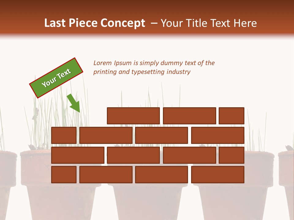A Row Of Pots With Grass Growing Out Of Them PowerPoint Template