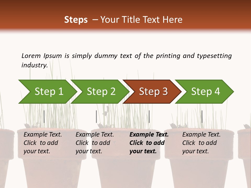 A Row Of Pots With Grass Growing Out Of Them PowerPoint Template