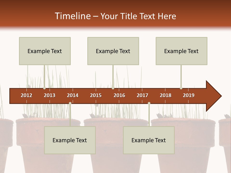 A Row Of Pots With Grass Growing Out Of Them PowerPoint Template