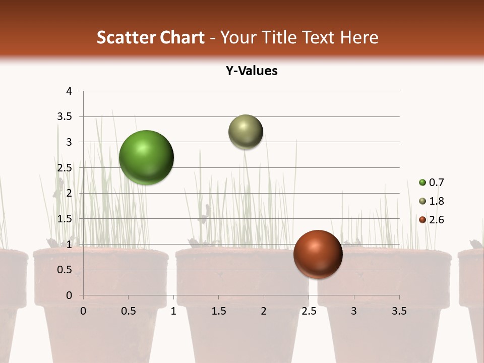 A Row Of Pots With Grass Growing Out Of Them PowerPoint Template