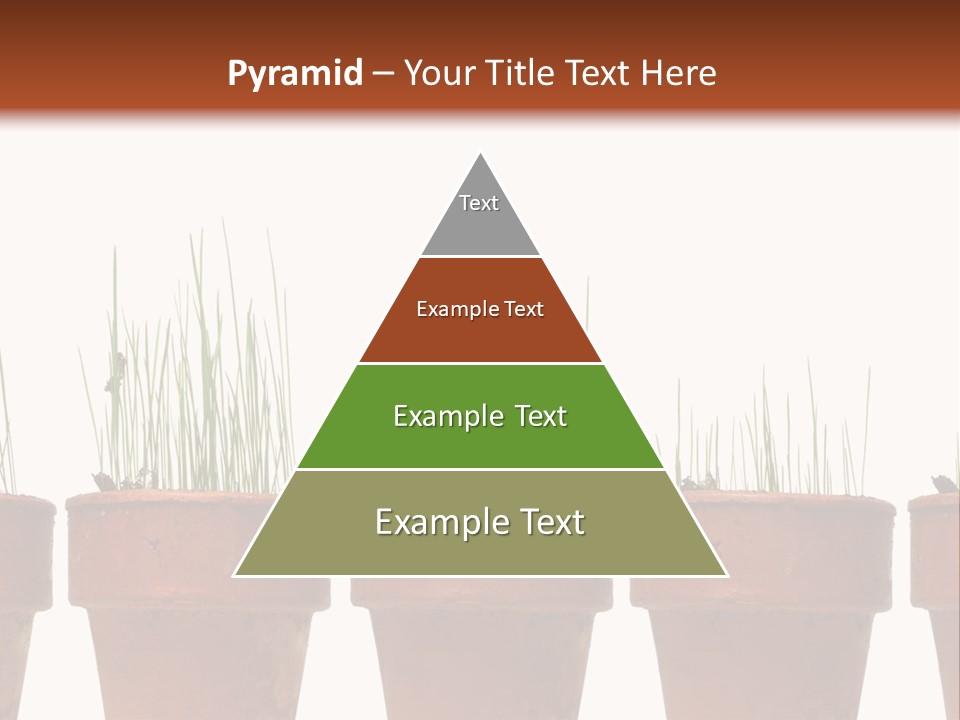 A Row Of Pots With Grass Growing Out Of Them PowerPoint Template