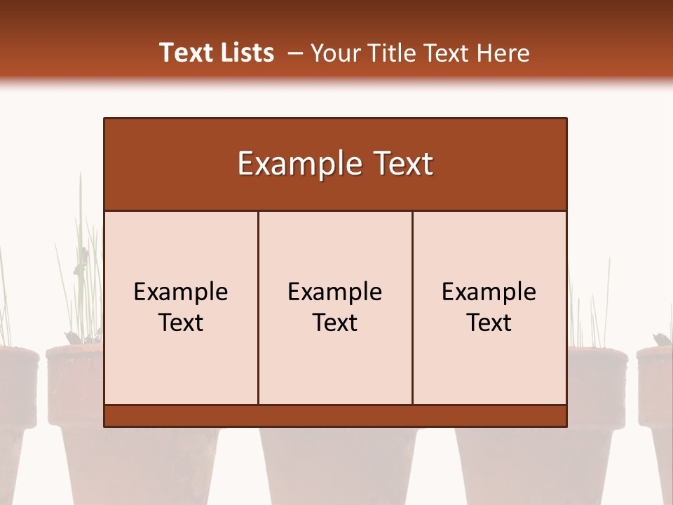 A Row Of Pots With Grass Growing Out Of Them PowerPoint Template