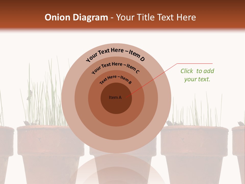 A Row Of Pots With Grass Growing Out Of Them PowerPoint Template