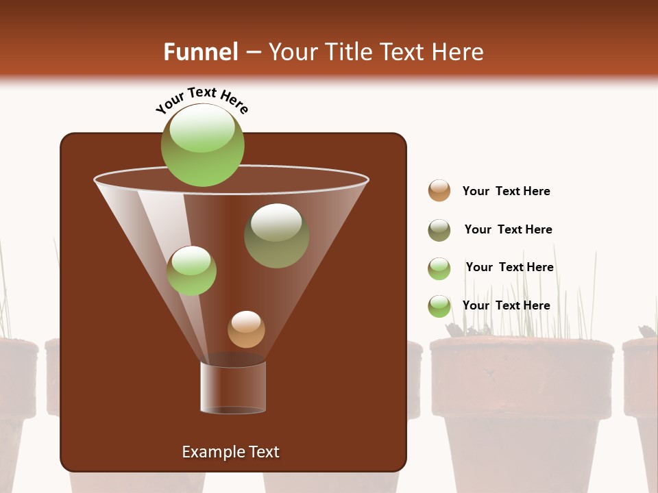 A Row Of Pots With Grass Growing Out Of Them PowerPoint Template