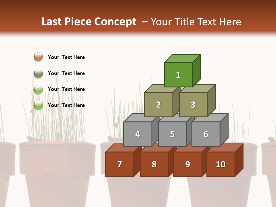 A Row Of Pots With Grass Growing Out Of Them PowerPoint Template