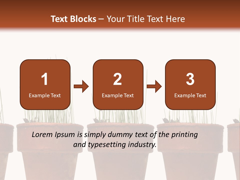 A Row Of Pots With Grass Growing Out Of Them PowerPoint Template