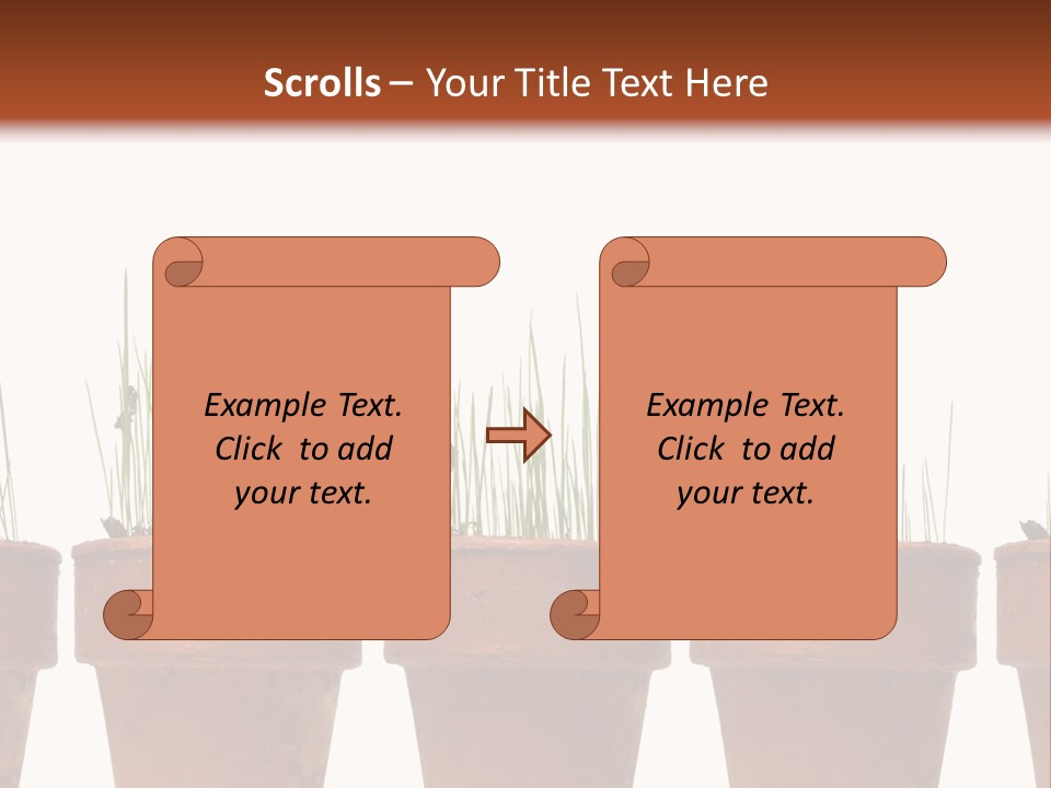 A Row Of Pots With Grass Growing Out Of Them PowerPoint Template