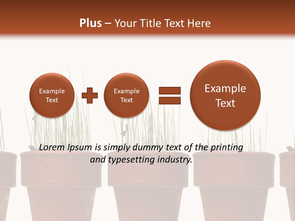 A Row Of Pots With Grass Growing Out Of Them PowerPoint Template