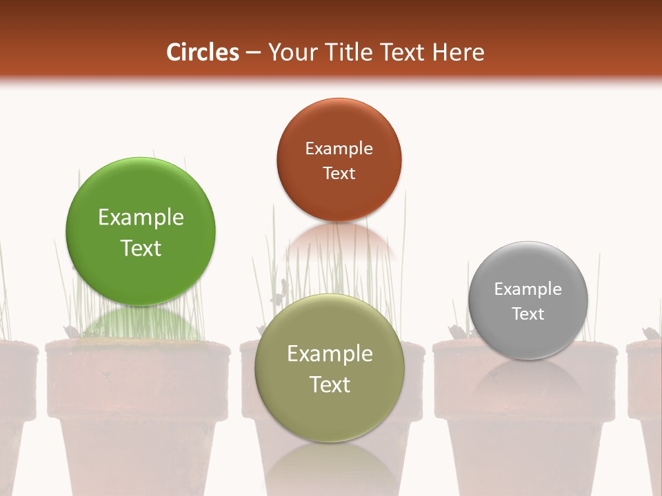 A Row Of Pots With Grass Growing Out Of Them PowerPoint Template