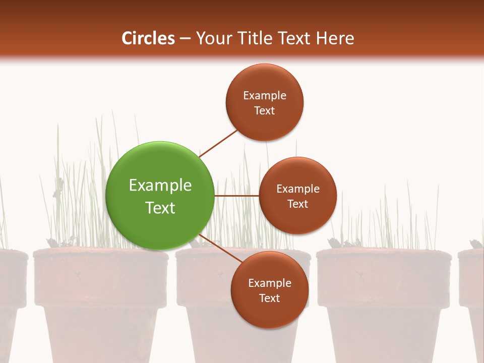 A Row Of Pots With Grass Growing Out Of Them PowerPoint Template