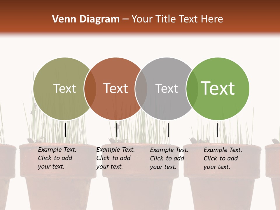 A Row Of Pots With Grass Growing Out Of Them PowerPoint Template