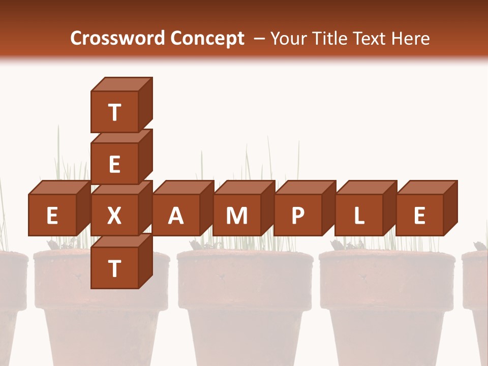 A Row Of Pots With Grass Growing Out Of Them PowerPoint Template