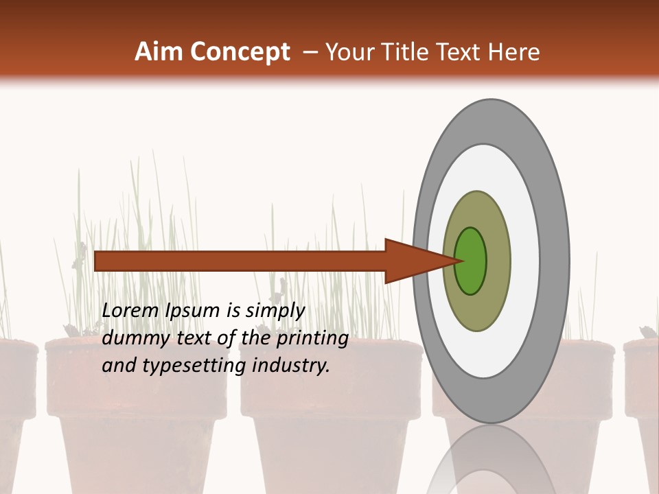 A Row Of Pots With Grass Growing Out Of Them PowerPoint Template