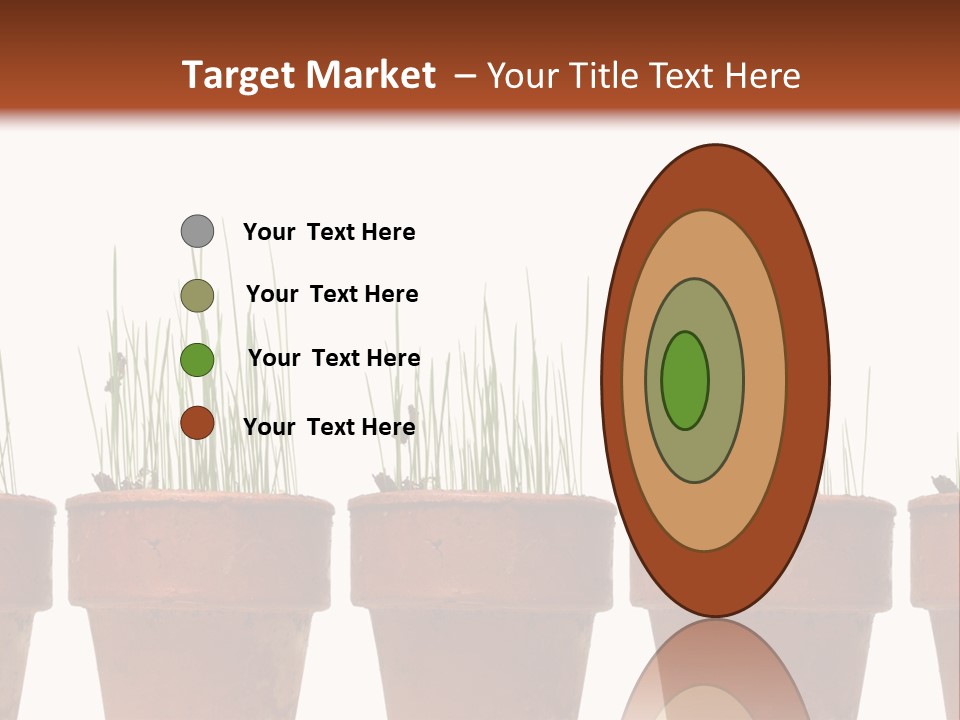 A Row Of Pots With Grass Growing Out Of Them PowerPoint Template