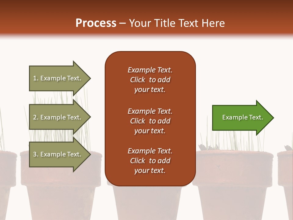 A Row Of Pots With Grass Growing Out Of Them PowerPoint Template