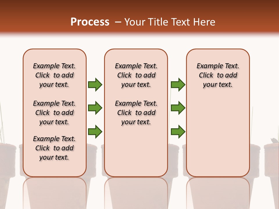 A Row Of Pots With Grass Growing Out Of Them PowerPoint Template