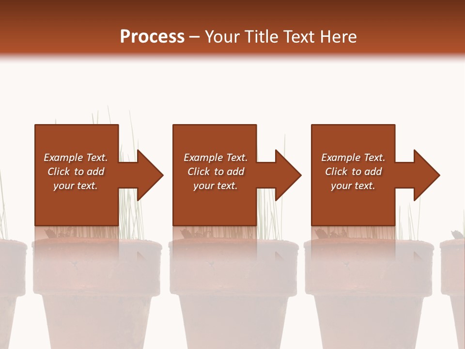 A Row Of Pots With Grass Growing Out Of Them PowerPoint Template