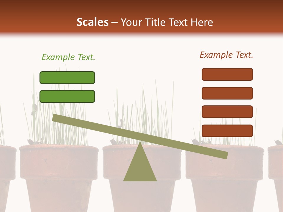 A Row Of Pots With Grass Growing Out Of Them PowerPoint Template