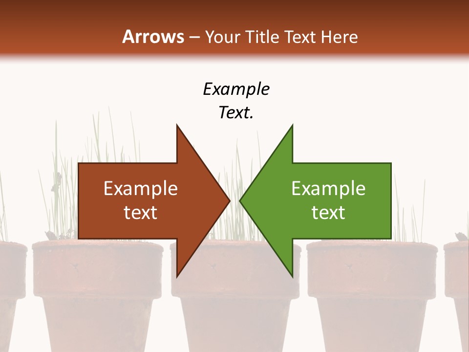 A Row Of Pots With Grass Growing Out Of Them PowerPoint Template
